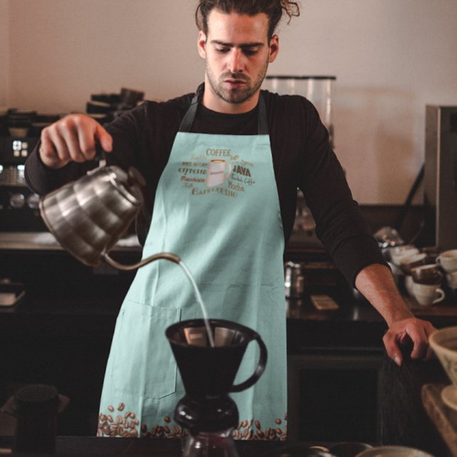 Coffee Names Aqua Personalized Barista Apron (Creator Uploaded)
