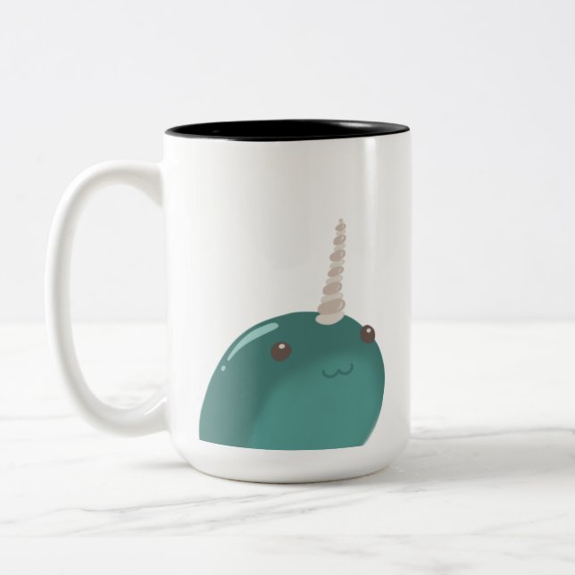 Coffee Narwhal Buddy Two-Tone Coffee Mug (Left)