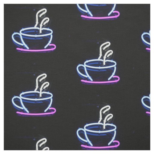 Coffee Neon Sign Coffee Cup Fabric