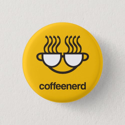 coffee nerd yellow Button pin
