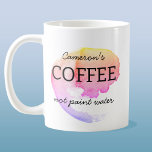 Coffee Not Paint Water Personalized Artist Humor Coffee Mug<br><div class="desc">For any artist or painter who has rinsed out their brush in their tea or coffee,  or accidentally had a sip of their paint water.  I have been there too!  Art humor to raise a smile.  Change the name to personalize.</div>