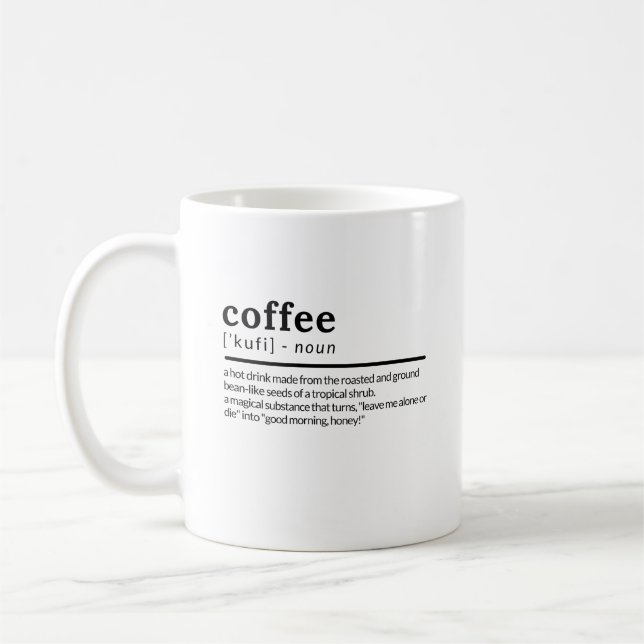 Coffee Noun Funny Dictionary Definition Mug (Left)