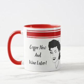 Coffee Now And Wine Later Retro Style Mug