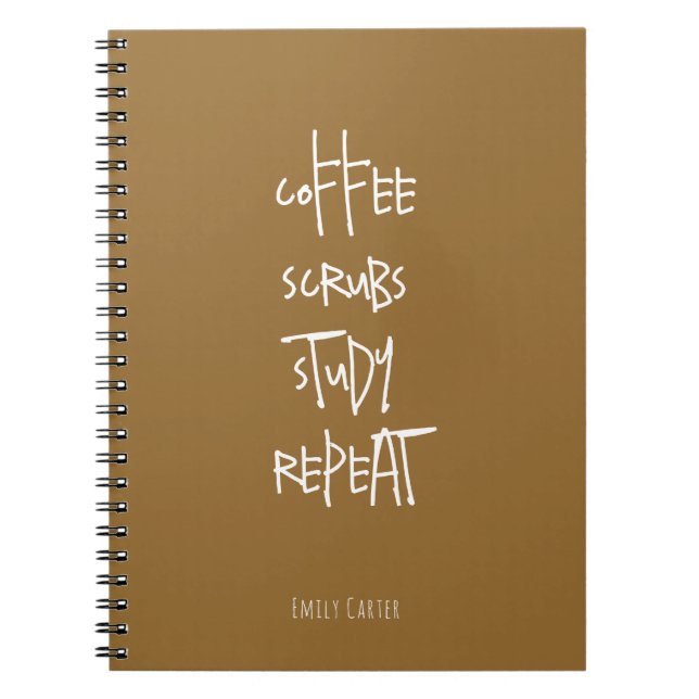Coffee Nursing Student Study Minimalist Brown Notebook (Front)