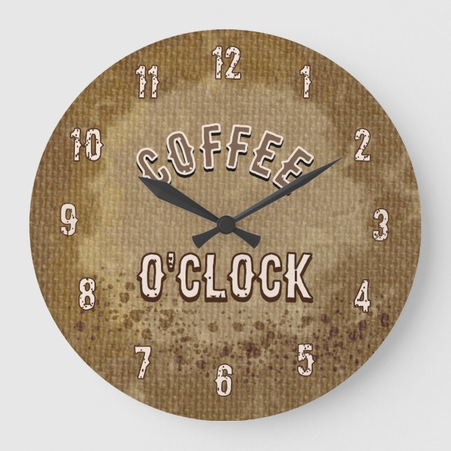 Coffee O'Clock Rustic Kitchen Large Clock (Front)