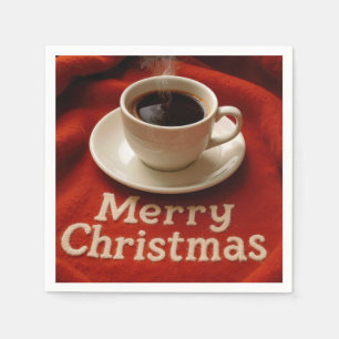 Coffee On a Merry Christmas Blanket Napkins