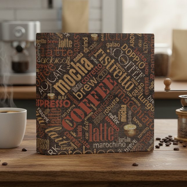 Coffee on Burlap Word Cloud Brown ID283 3 Ring Binder (Creator Uploaded)