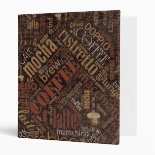 Coffee on Burlap Word Cloud Brown ID283 3 Ring Binder