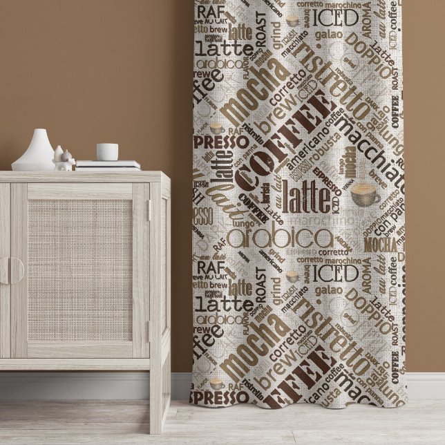 Coffee on Burlap Word Cloud Brown ID283  Blackout Curtains (Creator Uploaded)