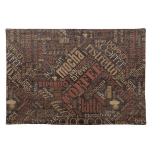 Coffee on Burlap Word Cloud Brown ID283 Cloth Placemat