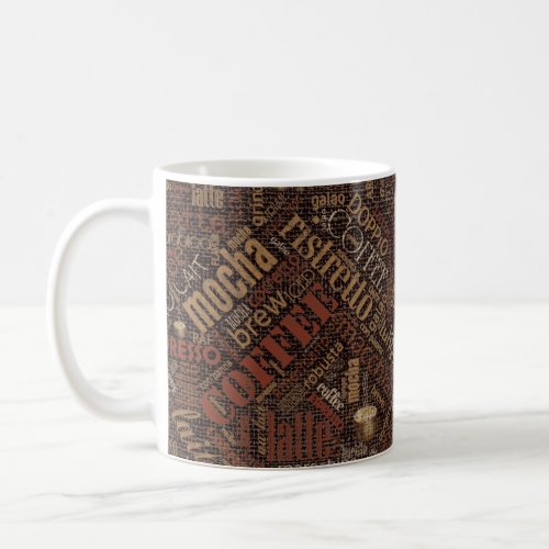 Coffee on Burlap Word Cloud Brown ID283 Coffee Mug