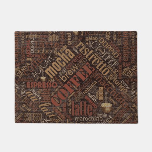 Coffee on Burlap Word Cloud Brown ID283 Doormat