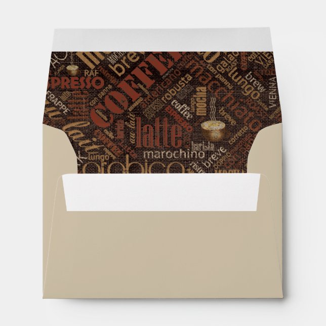 Coffee on Burlap Word Cloud Brown ID283 Envelope (Back (Bottom))