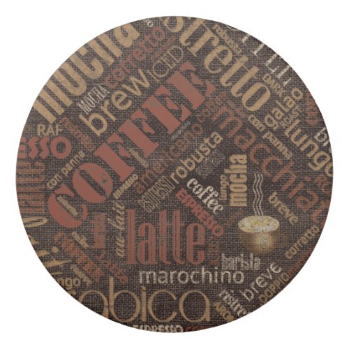 Coffee on Burlap Word Cloud Brown ID283 Eraser