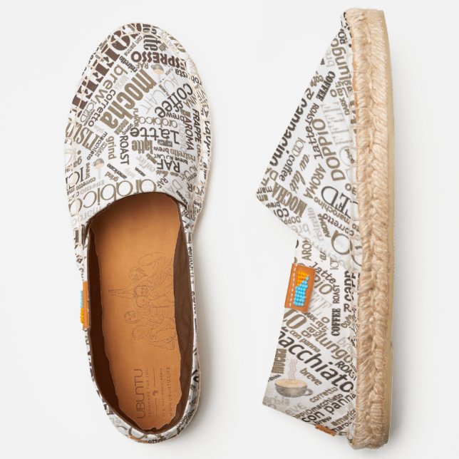 Coffee on Burlap Word Cloud Brown ID283 Espadrilles (Side)