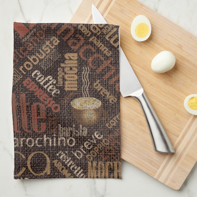 Coffee on Burlap Word Cloud Brown ID283 Kitchen Towel (Quarter Fold)