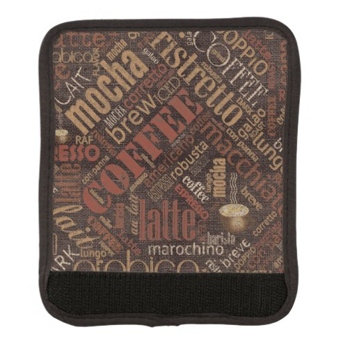 Coffee on Burlap Word Cloud Brown ID283 Luggage Handle Wrap