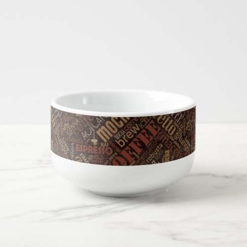 Coffee on Burlap Word Cloud Brown ID283 Soup Mug