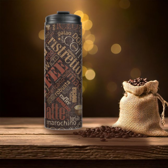 Coffee on Burlap Word Cloud Brown ID283 Thermal Tumbler (Creator Uploaded)