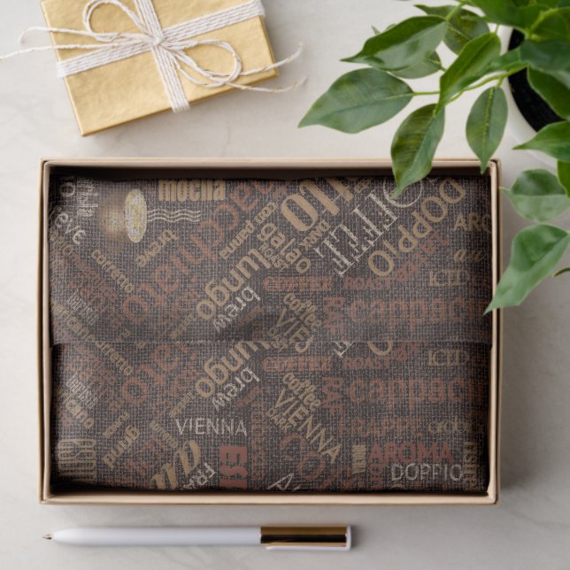 Coffee on Burlap Word Cloud Brown ID283 Tissue Paper (Gift)