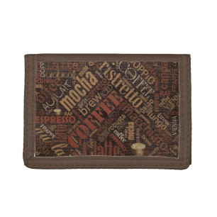 Coffee on Burlap Word Cloud Brown ID283 Tri-fold Wallet