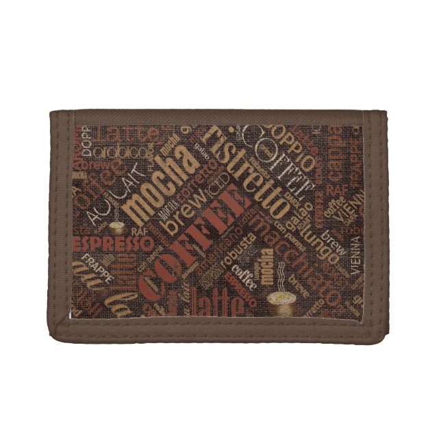 Coffee on Burlap Word Cloud Brown ID283 Trifold Wallet (Front)