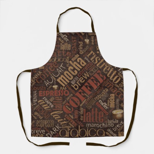 Coffee on Burlap Word Cloud Chestnut ID283 Apron