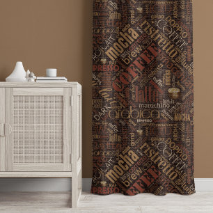 Coffee on Burlap Word Cloud Chestnut ID283 Blackout Curtains