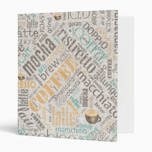 Coffee on Burlap Word Cloud Teal ID283 Binder