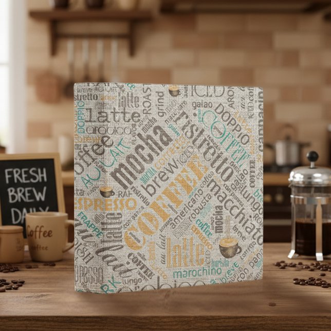 Coffee on Burlap Word Cloud Teal ID283 Binder (Creator Uploaded)