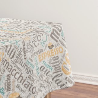 Coffee on Burlap Word Cloud Teal ID283
