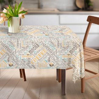 Coffee on Burlap Word Cloud Teal ID283