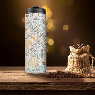 Coffee on Burlap Word Cloud Teal ID283