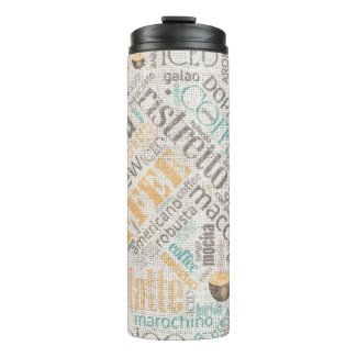 Coffee on Burlap Word Cloud Teal ID283