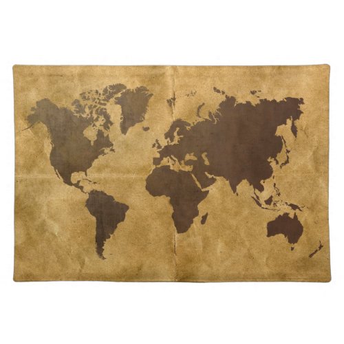 Coffee on Paper Look World Map Placemat
