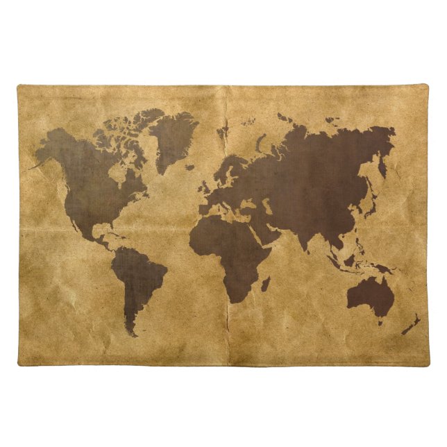 Coffee on Paper Look World Map Placemat (Front)