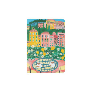 Coffee on Terrace Balcony Painting Europe Travel  Passport Holder