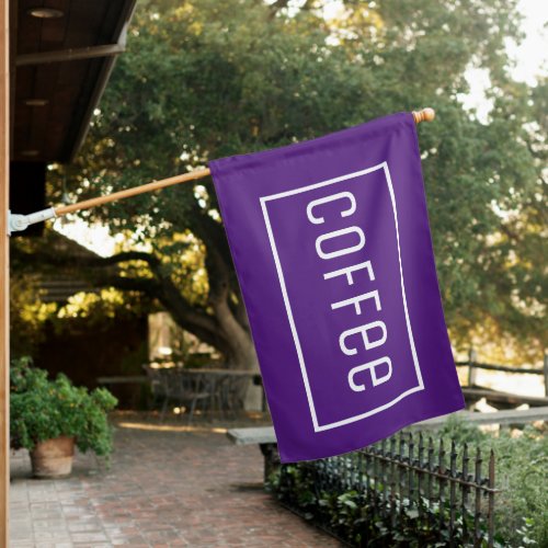 Coffee open sign flag purple