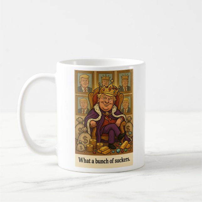 Coffee or tea cup with King Trump showing off his  (Left)