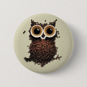 Coffee Owl Button