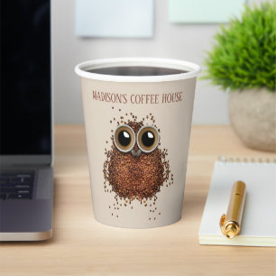 Coffee Owl custom text Paper Cups