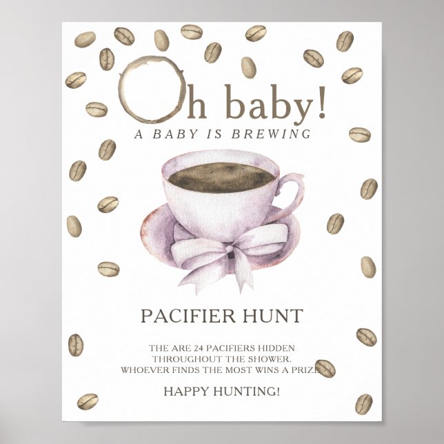 COFFEE - pacifier hunt baby shower game Poster (Front)