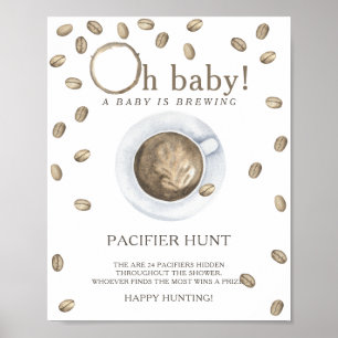 COFFEE - pacifier hunt baby shower game Poster