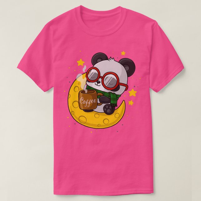 Coffee Panda - Cute Panda in The Moon  T-Shirt (Design Front)