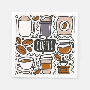 Coffee Paper Napkins, Cafe Latte Espresso Party Napkins