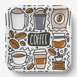 Coffee Paper Plates, Cafe Latte Espresso Party Plates