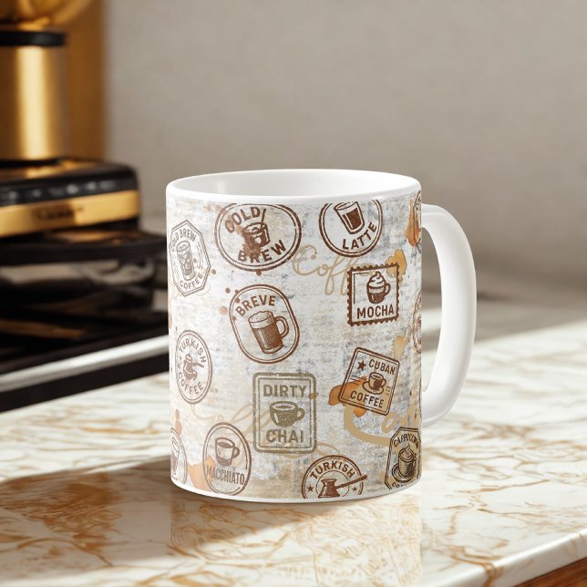 Coffee Passport Vintage Stamp Coffee Mug (Creator Uploaded)