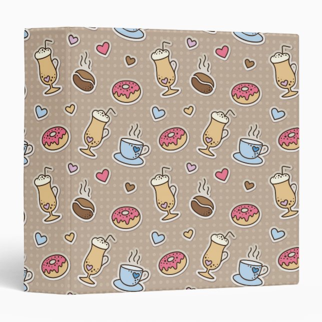Coffee pattern 3 ring binder (Front/Spine)
