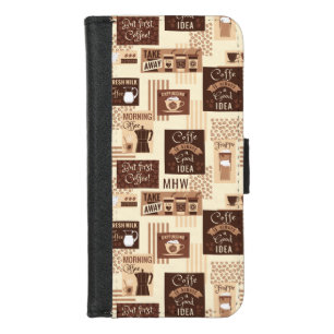 Coffee Pattern custom monogram phone wallets