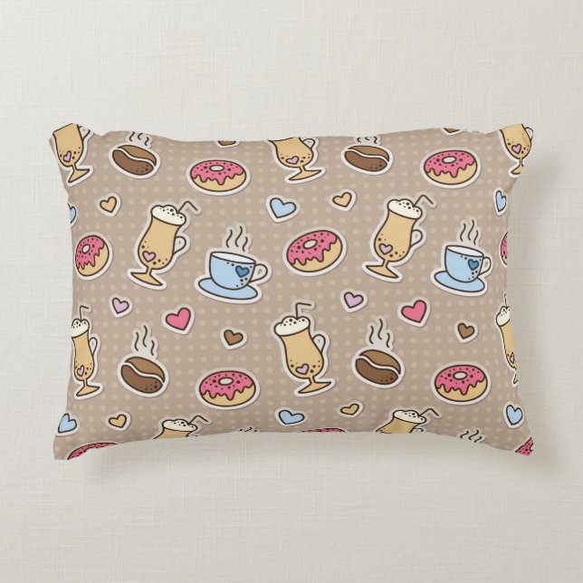 Coffee pattern decorative pillow (Front)